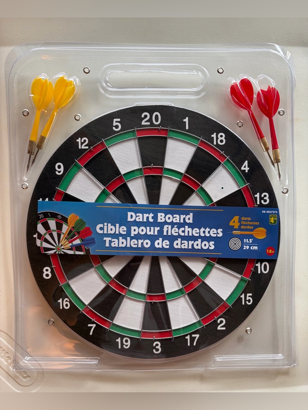 Dart Board Game Set with Red and Yellow Darts